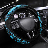 Turquoise New Zealand Kowhai And Piwakawaka Steering Wheel Cover Maori Ngaru Paua Shell