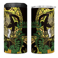Yellow New Zealand Kowhai And Piwakawaka 4 in 1 Can Cooler Tumbler Maori Ngaru Paua Shell LT14 One Size: 16 oz Yellow - Polynesian Pride