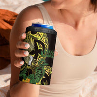 Yellow New Zealand Kowhai And Piwakawaka 4 in 1 Can Cooler Tumbler Maori Ngaru Paua Shell LT14 - Polynesian Pride