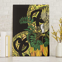Yellow New Zealand Kowhai And Piwakawaka Canvas Wall Art Maori Ngaru Paua Shell