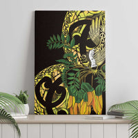 Yellow New Zealand Kowhai And Piwakawaka Canvas Wall Art Maori Ngaru Paua Shell