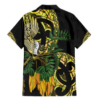 Yellow New Zealand Kowhai And Piwakawaka Family Matching Mermaid Dress and Hawaiian Shirt Maori Ngaru Paua Shell