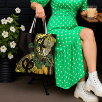 Yellow New Zealand Kowhai And Piwakawaka Tote Bag Maori Ngaru Paua Shell - Polynesian Pride