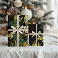 Yellow New Zealand Kowhai And Piwakawaka Wrapping Paper Maori Ngaru Paua Shell - Polynesian Pride