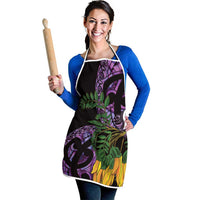 Purple New Zealand Kowhai And Piwakawaka Apron Maori Ngaru Paua Shell - Polynesian Pride