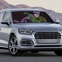 Purple New Zealand Kowhai And Piwakawaka Auto Sun Shade Maori Ngaru Paua Shell - Polynesian Pride