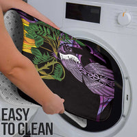 Purple New Zealand Kowhai And Piwakawaka Bathroom Set Maori Ngaru Paua Shell - Polynesian Pride