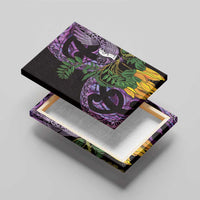 Purple New Zealand Kowhai And Piwakawaka Canvas Wall Art Maori Ngaru Paua Shell