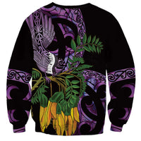 Purple New Zealand Kowhai And Piwakawaka Sweatshirt Maori Ngaru Paua Shell