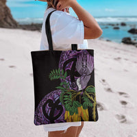 Purple New Zealand Kowhai And Piwakawaka Tote Bag Maori Ngaru Paua Shell - Polynesian Pride