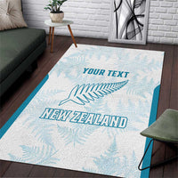 Custom New Zealand Silver Fern Football Area Rug Come On All White