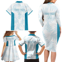 Custom New Zealand Silver Fern Football Family Matching Long Sleeve Bodycon Dress and Hawaiian Shirt Come On All White