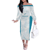 Custom New Zealand Silver Fern Football Family Matching Off The Shoulder Long Sleeve Dress and Hawaiian Shirt Come On All White