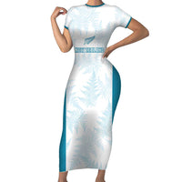 Custom New Zealand Silver Fern Football Family Matching Short Sleeve Bodycon Dress and Hawaiian Shirt Come On All White