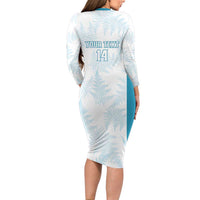 Custom New Zealand Silver Fern Football Long Sleeve Bodycon Dress Come On All White
