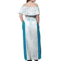Custom New Zealand Silver Fern Football Off Shoulder Maxi Dress Come On All White LT14 - Polynesian Pride