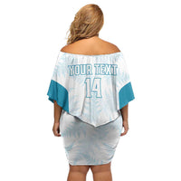 Custom New Zealand Silver Fern Football Off Shoulder Short Dress Come On All White LT14 - Polynesian Pride