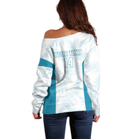 Custom New Zealand Silver Fern Football Off Shoulder Sweater Come On All White LT14 - Polynesian Pride