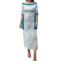 Custom New Zealand Silver Fern Football Puletasi Come On All White LT14 Long Dress White - Polynesian Pride