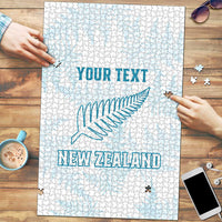 Custom New Zealand Silver Fern Football Puzzle Come On All White - Polynesian Pride