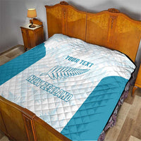 Custom New Zealand Silver Fern Football Quilt Come On All White