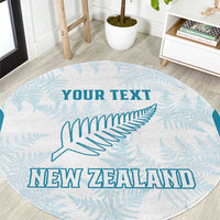 Custom New Zealand Silver Fern Football Round Carpet Come On All White