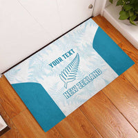 Custom New Zealand Silver Fern Football Rubber Doormat Come On All White LT14 - Polynesian Pride