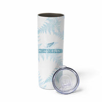 Custom New Zealand Silver Fern Football Skinny Tumbler Come On All White LT14 - Polynesian Pride