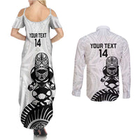 Custom Aotearoa Football Couples Matching Summer Maxi Dress and Long Sleeve Button Shirt NZ Maori Tiki Go Champions LT14 - Polynesian Pride