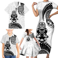Custom Aotearoa Football Family Matching Short Sleeve Bodycon Dress and Hawaiian Shirt NZ Maori Tiki Go Champions LT14 - Polynesian Pride