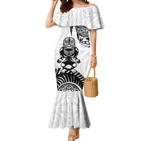 Custom Aotearoa Football Mermaid Dress NZ Maori Tiki Go Champions LT14 Women White - Polynesian Pride