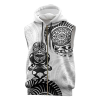 Custom Aotearoa Football Sleeveless Zip Hoodie NZ Maori Tiki Go Champions LT14 White - Polynesian Pride