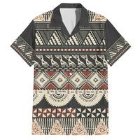 Vintage Bula Fiji Masi Family Matching Off The Shoulder Long Sleeve Dress and Hawaiian Shirt Fijian Tapa Cloth - Polynesian Pride