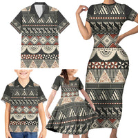 Vintage Bula Fiji Masi Family Matching Short Sleeve Bodycon Dress and Hawaiian Shirt Fijian Tapa Cloth - Polynesian Pride