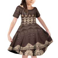 Bula Fiji Iri ni Meke Family Matching Off Shoulder Short Dress and Hawaiian Shirt Kuvui Fijian Masi - Polynesian Pride