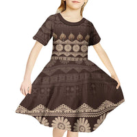 Bula Fiji Iri ni Meke Kid Short Sleeve Dress Kuvui Fijian Masi - Polynesian Pride