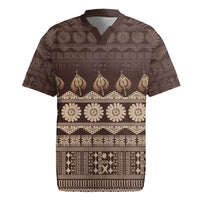 Bula Fiji Iri ni Meke Rugby Jersey Kuvui Fijian Masi LT14 Brown - Polynesian Pride