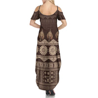 Bula Fiji Iri ni Meke Summer Maxi Dress Kuvui Fijian Masi - Polynesian Pride