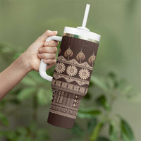 Bula Fiji Iri ni Meke Tumbler With Handle Kuvui Fijian Masi LT14 - Polynesian Pride