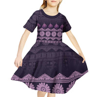Bula Fiji Iri ni Meke Kid Short Sleeve Dress Lokaloka Fijian Masi - Polynesian Pride