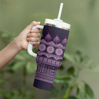 Bula Fiji Iri ni Meke Tumbler With Handle Lokaloka Fijian Masi LT14 - Polynesian Pride