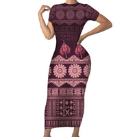 Bula Fiji Iri ni Meke Family Matching Short Sleeve Bodycon Dress and Hawaiian Shirt Piqi Fijian Masi - Polynesian Pride