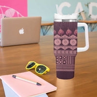 Bula Fiji Iri ni Meke Tumbler With Handle Piqi Fijian Masi LT14 - Polynesian Pride