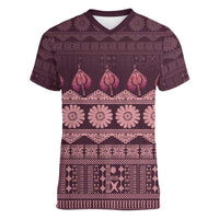 Bula Fiji Iri ni Meke Women V-Neck T-Shirt Piqi Fijian Masi - Polynesian Pride