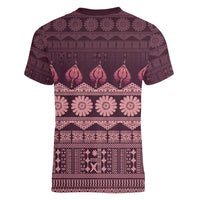 Bula Fiji Iri ni Meke Women V-Neck T-Shirt Piqi Fijian Masi - Polynesian Pride