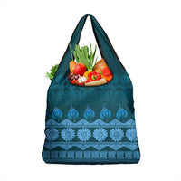 Bula Fiji Iri ni Meke Grocery Bag Karakarawa Fijian Masi LT14 1-pack One Size Blue - Polynesian Pride