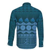 Bula Fiji Iri ni Meke Long Sleeve Button Shirt Karakarawa Fijian Masi LT14 - Polynesian Pride