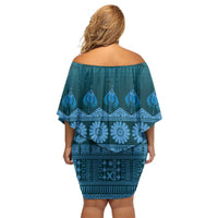 Bula Fiji Iri ni Meke Off Shoulder Short Dress Karakarawa Fijian Masi - Polynesian Pride