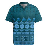 Bula Fiji Iri ni Meke Rugby Jersey Karakarawa Fijian Masi LT14 Blue - Polynesian Pride