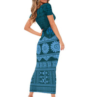 Bula Fiji Iri ni Meke Short Sleeve Bodycon Dress Karakarawa Fijian Masi - Polynesian Pride